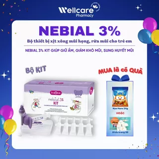 Nebianax 3% Kit [Chính hãng] - Bộ dụng cụ rửa mũi và nước muối ưu trương 3% vệ sinh mũi cho trẻ nhỏ