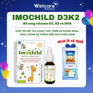 Imochild D3K2 – Chai 20ml bổ sung vitamin D3, K2 và DHA phát triển hệ xương răng, não bộ cho trẻ em