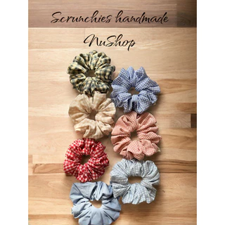 Scrunchies Cột Tóc  Hoạ Tiết kẻ caro nhí size M-s-mini