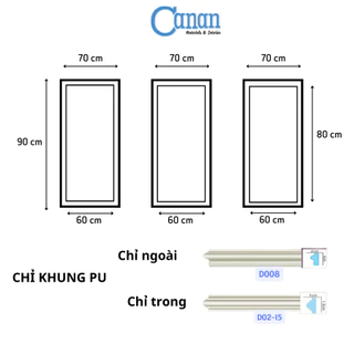 Set phào chỉ PU cắt sẵn dùng trang trí tường, vận chuyển set như hình 90 x 70 cm