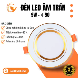 Đèn Âm Trần 9W Phi 90 | Ánh Sáng 1 Màu 3 Màu | Đế Đúc | Đèn LED Mắt Trâu | Bảo Hành 3 Năm