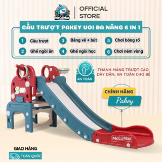 Cầu trượt cho bé PAKEY Hình Chú Voi Đa Năng 6 in 1 Hàng Cao Cấp, HÀNG SẴN KHO