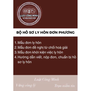 [FreeShip + Sale] BỘ HỒ SƠ LY HÔN ĐƠN PHƯƠNG +  HƯỚNG DẪN VIẾT, NỘP, CHUẨN BỊ HỒ SƠ LY HÔN