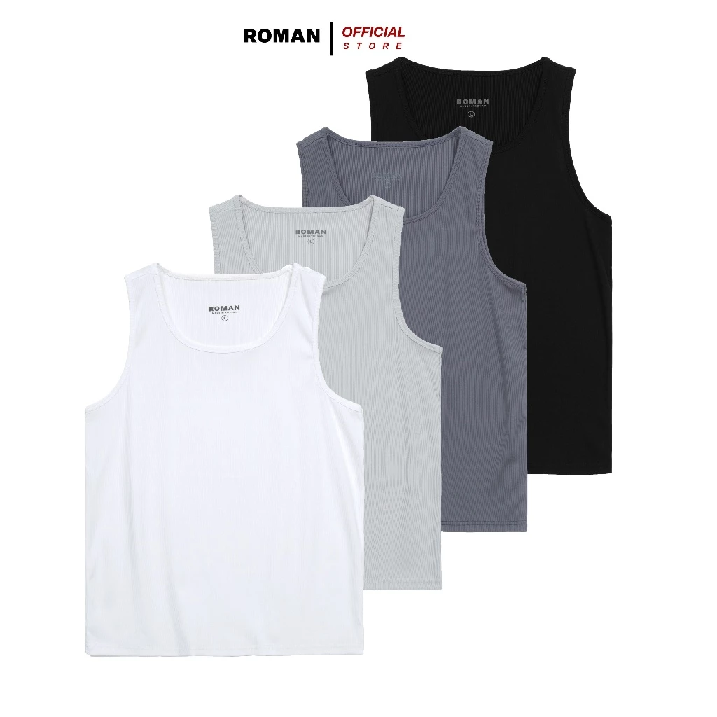 Áo ba lỗ nam sát nách cổ vuông chất thun co giãn tanktop trơn basic ROMAN BL01