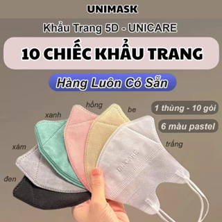 100 Chiếc khẩu trang kháng khuẩn 5d Unimask, khẩu trang 5d unicare có tem kiểm định trong mỗi gói