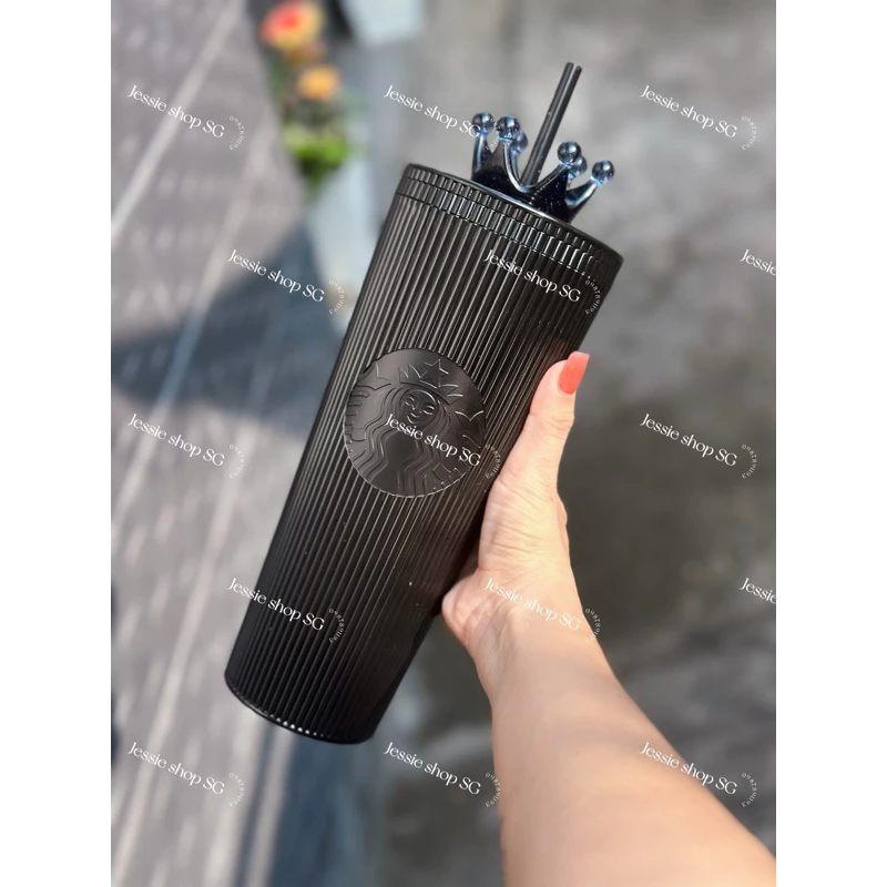 [HÀNG SẴN - HỎA TỐC 24/7] Tặng túi đựng khi mua Ly STAR.BUCKS ALL BLACK STRIPED COLD CUP 710ml-24oz (ĐEN SỌC kèm túi)