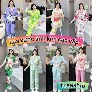 Đồ bộ nữ pijama ,tay loe quần dài ,lụa xước thiết kế cao cấp hot trend ,đồ bộ hot thiết kế