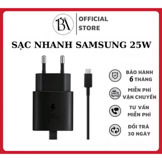 Bộ Sạc Samsung Siêu Nhanh 25w Type C To Type C,Dùng Cho Note 10,Note 10 Plus,S20,S22,S22 Ultra - BH 6th