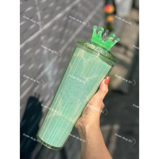 [NEW 2024](Tặng kèm túi trong) Ly Star.bucks Tumbler 710ml Color Aurora siêu xinh màu XANH NGỌC bling bling