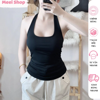 Áo cổ yếm nữ dáng dài cổ vuông ôm body Meei Shop, Áo kiểu nữ hở lưng( có hình thật) tôn dáng phong cách sexy -A418-