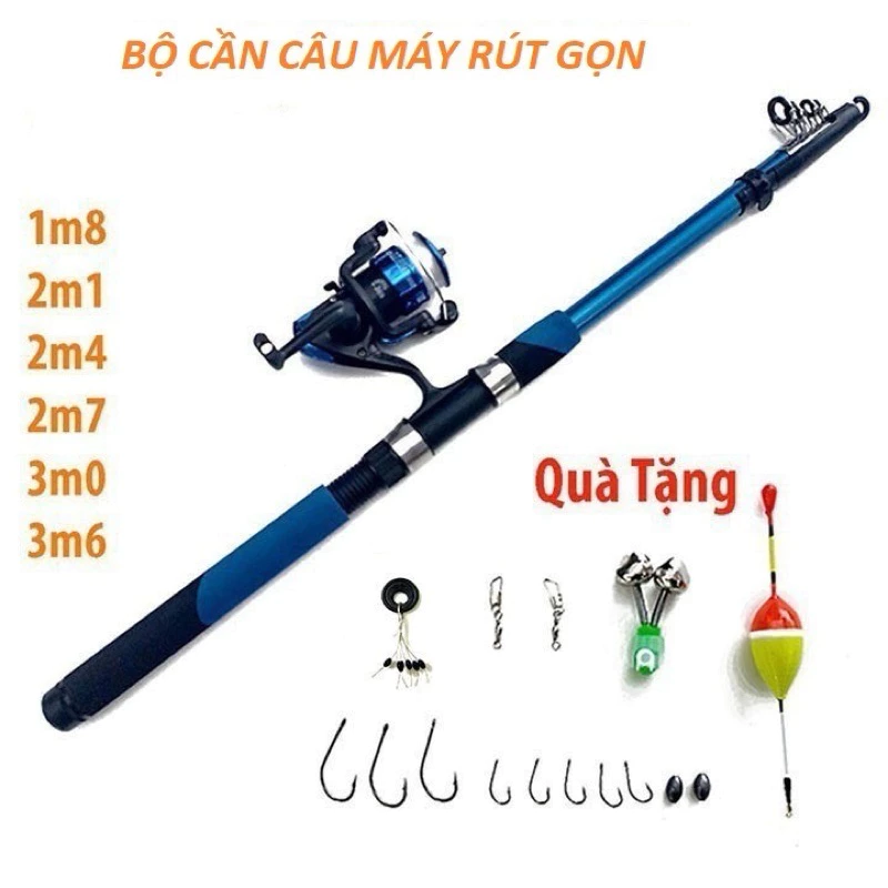 Bộ cần câu máy 3m6 + máy câu + phụ kiện câu, cước,lưỡi,phao cần tải cá 1 đến 7kg thoải mãi