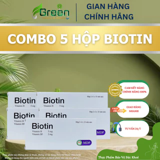 Combo 5 hộp Biotin MDP - Hỗ trợ giảm rụng tóc, gãy móng (Hộp 20 viên)