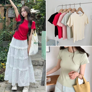 [NEW] Áo thun cổ tròn cotton tăm lạnh chất đẹp mặc siu mát dáng ngắn