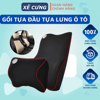 Gối Tựa Lưng Tựa Đầu Ô Tô Cao Cấp - Chất Liệu Cao Su Non Bọc Nỉ Thông Hơi Đàn Hồi Siêu Tốt Dành Cho Xe Hơi- BH 12 tháng