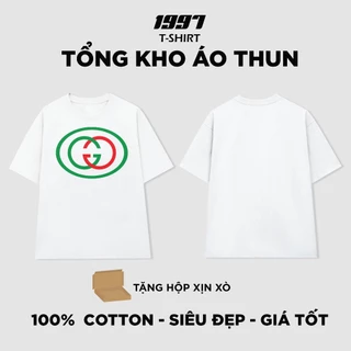 Áo thun tay lỡ G-U-C-C-I 2 chiều áo thun trắng G-U-C-C-I thời thượng áo thun form rộng GUC001