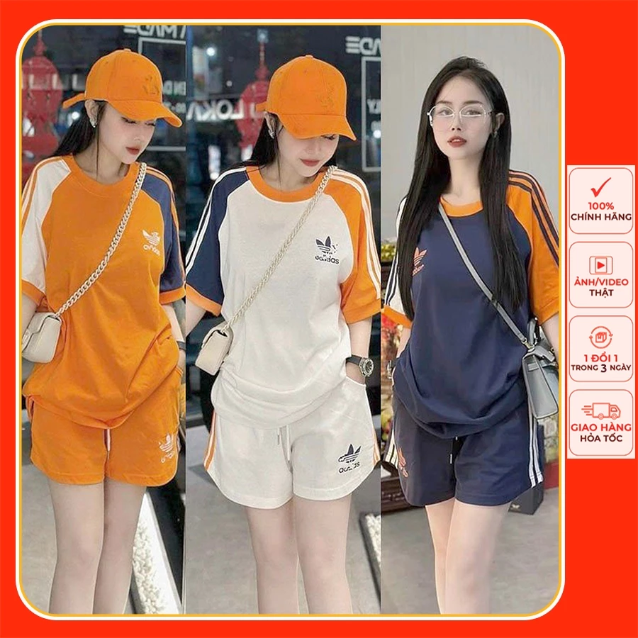 Bộ short nữ cotton Adi.ddas 3 Màu  thể thao trẻ trung cá tính fmềm mát mịn Phong cách Hàn Nhật)