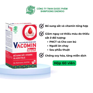 Viên Bổ Sung Máu, Sắt, Acid Folic người mang thai, sau phẫu thuật, ăn chay - SHINPOONG VACOMIN HEVIT 60v