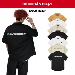 Áo sơ mi nam tay ngắn form rộng kaki nữ DAVIES local brand nhiều màu thêu logo dễ phối Basic Shirt.