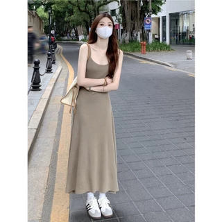 Váy hai dây body dáng xòe chữ A Suny Dress, váy thun dài maxi Deliz Studio