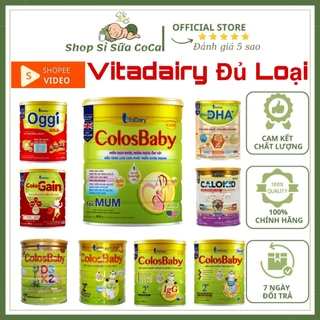 [Video shopee] Sữa bột VItadairy - Sữa bầu Colos Mum-Gold-IQ-D3K2-BIO-Gain-DHA-Oggi-Calokid 800gr date mới đủ mã QR