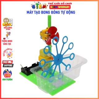 Stem World- Máy tạo bóng bóng tự động. Bộ đồ chơi lắp ráp khoa học giáo dục dành cho trẻ mầm non, tiểu học. thegioistem