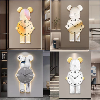 Tranh Đồng Hồ Đèn Led BearBrick Tráng Gương Trang trí Phòng Khách/ Phòng Ngủ/ Cửa hàng /Spa/ Shop Thời Trang/Tặng Quà