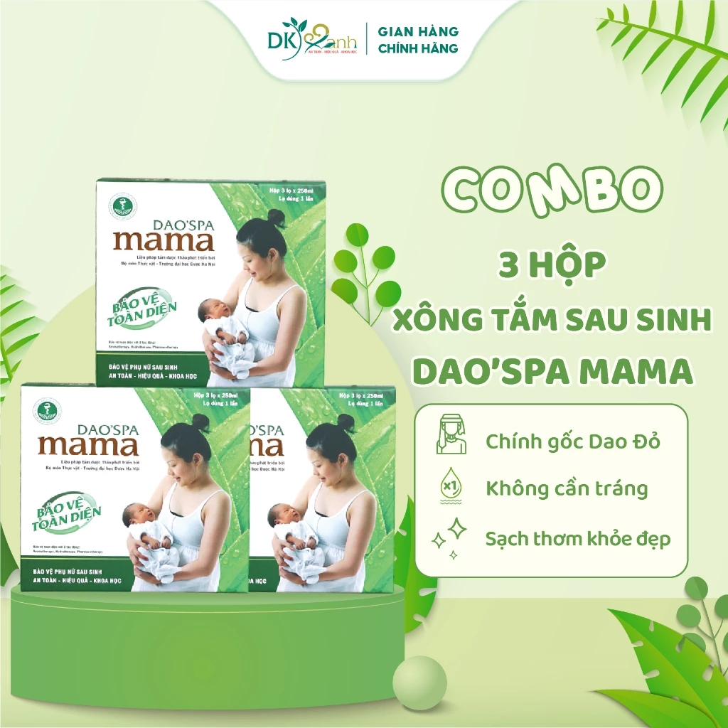 Combo 3 hộp Nước tắm sau sinh Dao'spa Mama - DK Pharma, 9 chai (250ml / chai)