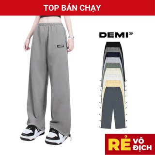 Quần ống suông nỉ nữ lưng thun giá rẻ DEMI có dây rút điều chỉnh, xuông dáng dài nhiều màu local brand| DE-Q45