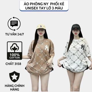 Áo Phông Unisex Nam Nữ Kẻ Sọc Chữ NY Hàng New 2024 - Chất Cotton Thoáng Mát - From Rộng 75kg