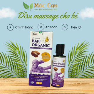 Dầu massage cho bé Bapi Organic 60ml giúp da bé luôn thơm mát,mềm mại,giữ ẩm cho bé, Tặng kèm gạc Bobber 5 gói