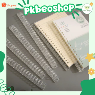 Binder thanh còng nhựa acrylic Pkbeoshop A4 B5 A5 30 26 20 lỗ kẹp nhựa trong suốt làm sổ planner bullet journal