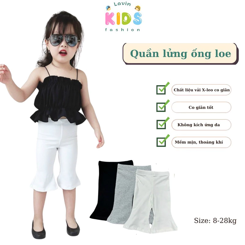 Quần legging lửng ống loe cực xinh cho bé gái size 8-28kg
