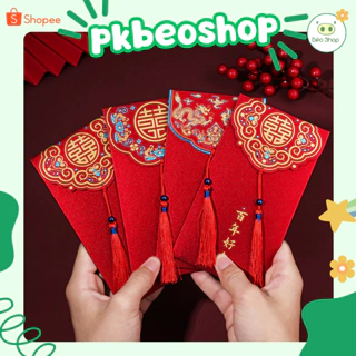 COMBO Bao lì xì đỏ Béo shop mừng tuổi năm mới song hỉ long phụng dùng cho cưới hỏi lễ tết quà tặng sang trọng cao cấp