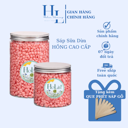 [CHE TÊN] Sáp Wax Lông Sữa Dừa Màu Hồng HOLIN WAXING Cao Cấp, Siêu Bám Lông Dành Cho Da Nhạy Cảm 1010