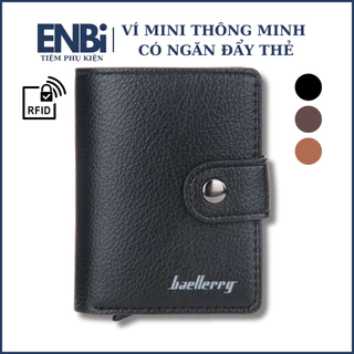 Ví Nam Nữ Mini Thông Minh Có Ngăn Đẩy Thẻ Chống RFID Bảo Vệ Thẻ Ngân Hàng