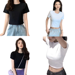 Aó Thun Trơn croptop freesize co giãn 4 chiều cho nữ