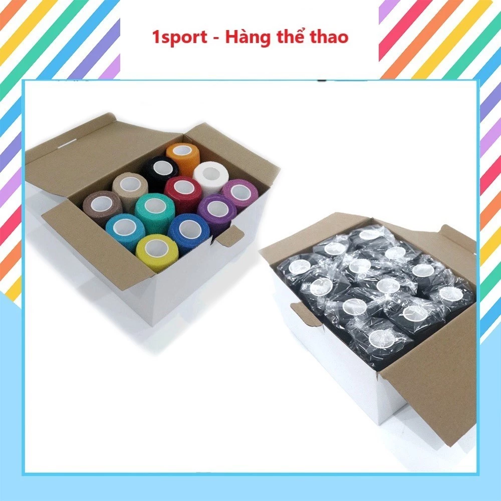 Hộp 24 cuộn Băng Keo, băng cuốn thể thao 5cm cao su non tự dính bảo vệ cổ chân, đầu gối, ngón tay