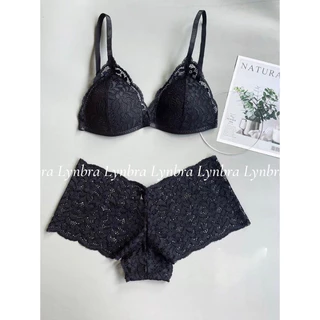 Set bralette quần đùi màu đen nội y thiết kế nhà Lynbra