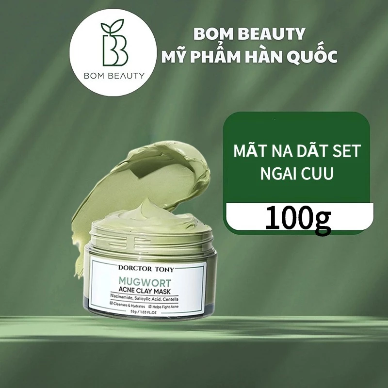 Mặt nạ đất sét ngải cứu cải thiện vấn đề mụn Mặt Nạ Đất Sét Trà Xanh Thu Nhỏ Lỗ Chân Lông 100g