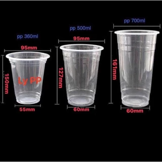 Combo 50c Cốc Nhựa PP Loại Nhỡ (360ml, 500ml, 700ml), Dùng Để Uống Trà Sữa, Cà Phê, Nước Ép, Nước Mía,......