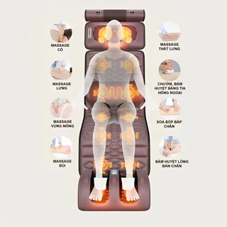 Đệm massage toàn thân chính hãng LEGITECH HP20, con lăn 4D massge thư giãn, sưởi nhiệt hồng ngoại tặng kèm túi thảo dược
