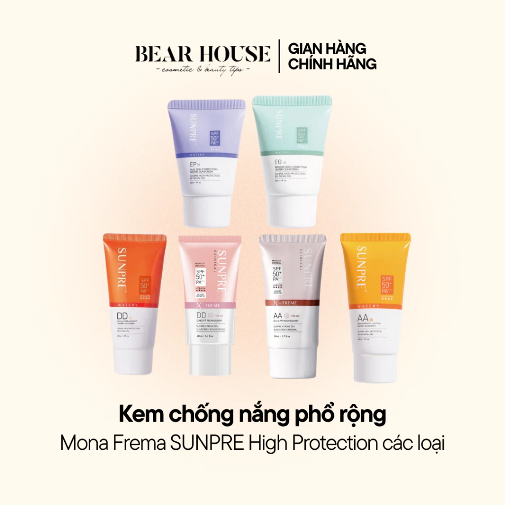 Kem chống nắng phổ rộng Mona Frema SUNPRE High Protection các loại