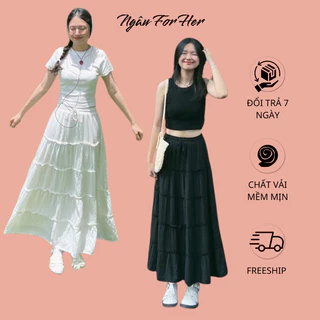 HANA SKIRT- Chân Váy MiDi Nhiều Tầng, Chân Váy Dài Tầng