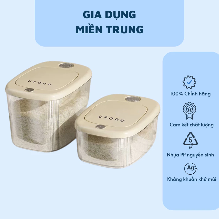 (CHÍNH HÃNG UFORU) Thùng đựng gạo nhà bếp nút bấm thông minh 10kg