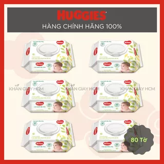 Combo 6 Gói - Khăn Ướt Cho Bé HUGGIES, Khăn Giấy Ướt Không Mùi / 80 Tờ - Hàng Chính Hãng