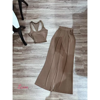 Set áo ba lỗ croptop có mod quần suông 3 màu