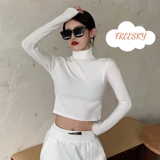 Áo Croptop Tay Dài CỔ LỌ Nữ Ôm Body Chất Tốt, Áo Thun gân kiểu nữ t dài tay mặc đẹp FressSky