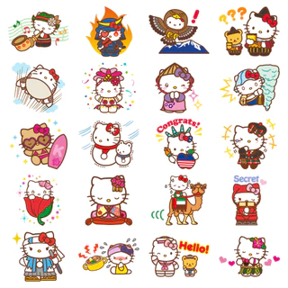 Set 40 sticker Hello Kitty Around the World dễ thương cute TooYoo BK30086