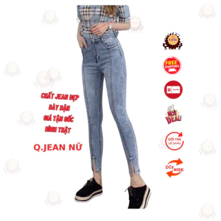 Quần jean nữ lưng cao trơn và xẻ giữa siêu đẹp, quần bò nữ đai cao tôn dáng skinny dáng ôm thời trang mẫu mới hot teen