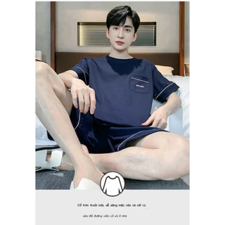 Đồ ngủ Nam Cực quần short ngắn tay mẫu mỏng 100% cotton mùa hè cho nam có thể mặc ngoài bộ đồ mặc ở